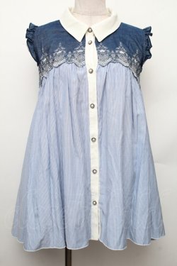 画像1: axes femme / チュニック  白ｘ青 S-26-01-28-010-AX-TO-HR-ZS