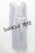 axes femme / 総レースロングカーディガン L ブルー S-26-01-28-011-AX-TO-TE-ZS