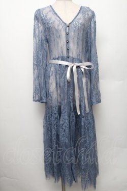 画像1: axes femme / 総レースロングカーディガン L ブルー S-26-01-28-011-AX-TO-TE-ZS