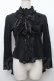 画像1: h.naoto Blood / プリント入編み上げフリルカットソー  黒 S-26-01-28-013-HN-TO-SZ-ZS (1)