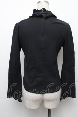 画像2: h.naoto Blood / プリント入編み上げフリルカットソー  黒 S-26-01-28-013-HN-TO-SZ-ZS