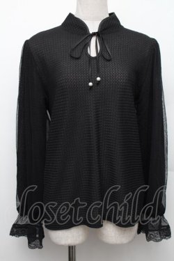 画像1: axes femme / レース編風マオカラートップス F 黒 S-26-01-28-014-AX-TO-TE-ZS