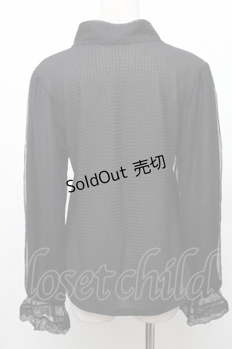 画像2: axes femme / レース編風マオカラートップス F 黒 S-26-01-28-014-AX-TO-TE-ZS (2)