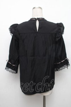 画像2: axes femme NOSTALGIE / 配色リボンはしごレースブラウス M 黒 S-26-01-28-015-AX-BL-TE-ZS