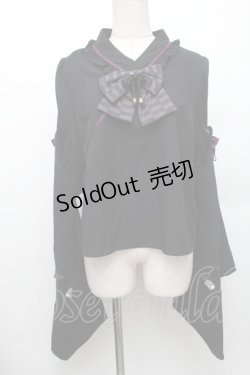 画像1: Amavel / お月見うさぎの和風ブラウス  黒 S-26-01-28-017-CA-BL-HR-ZS