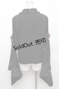 画像2: Amavel / お月見うさぎの和風ブラウス  黒 S-26-01-28-017-CA-BL-HR-ZS