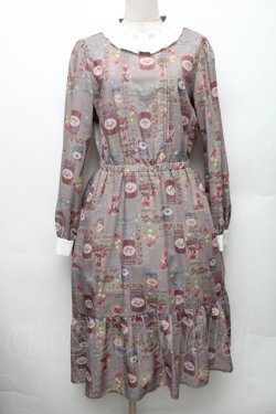 画像1: axes femme POETIQUE / コンフィチュールフリル襟ワンピース M ブラウン S-26-01-28-025-AX-OP-TE-ZS