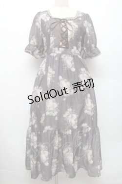 画像1: axes femme / ミルフィーユローズ柄ワンピース M ブラウン S-26-01-28-026-AX-OP-TE-ZS