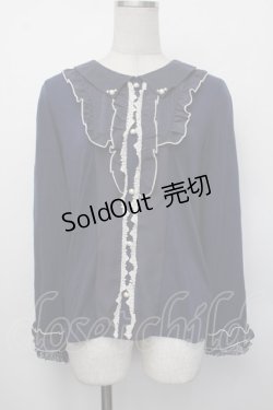 画像1: axes femme / 襟付きブラウスカットソー  紺 S-26-01-29-039-AX-TO-AS-ZS