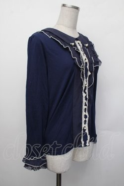 画像2: axes femme / 襟付きブラウスカットソー  紺 S-26-01-29-039-AX-TO-AS-ZS