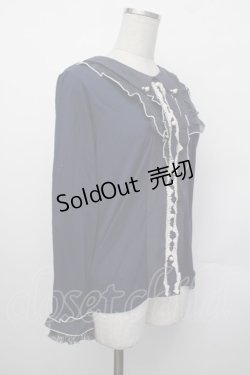 画像2: axes femme / 襟付きブラウスカットソー  紺 S-26-01-29-039-AX-TO-AS-ZS