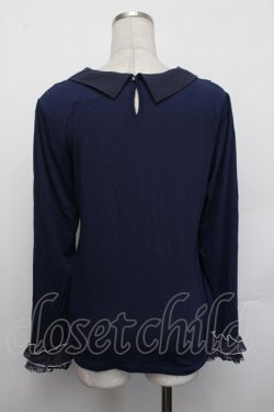 画像3: axes femme / 襟付きブラウスカットソー  紺 S-26-01-29-039-AX-TO-AS-ZS