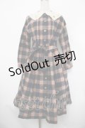 Jane Marple / Circus EMBカラーシャギーチェックドレス  ベージュｘ紺 S-26-01-29-053-JM-OP-AS-ZS