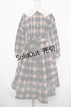 画像1: Jane Marple / Circus EMBカラーシャギーチェックドレス  ベージュｘ紺 S-26-01-29-053-JM-OP-AS-ZS