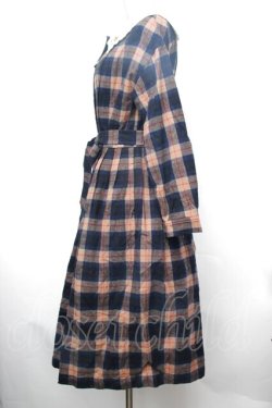 画像3: Jane Marple / Circus EMBカラーシャギーチェックドレス  ベージュｘ紺 S-26-01-29-053-JM-OP-AS-ZS