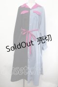 jouetie / 配色シャツワンピース M 黒×ブルーグレー×ピンク S-26-01-29-057-EL-TO-TE-ZS