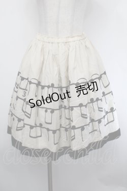 画像1: Jane Marple / Musical Noteのギャザースカート  オフｘ黒 S-26-01-29-058-JM-SK-AS-ZS