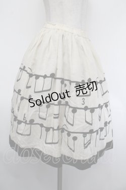 画像3: Jane Marple / Musical Noteのギャザースカート  オフｘ黒 S-26-01-29-058-JM-SK-AS-ZS