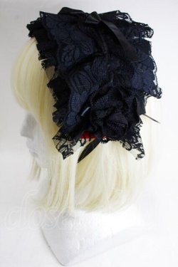 画像2: MARBLE / バラ付きレース地ボリュームヘッドドレス  黒 S-26-01-29-007-GO-AC-HR-ZS