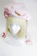 青木美沙子x花と真珠箱 / ラビットリボン ベレー帽  ピンク S-26-01-29-011-LO-ZA-HR-ZS