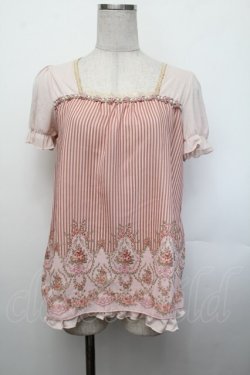 画像1: axes femme / ストライプトップス  ピンク S-26-01-29-020-AX-TO-AS-ZS