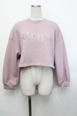画像1: Fi.n.t / ローズクロスステッチロゴプリントスウェットプルオーバー F ラベンダー S-26-01-29-021-CA-TO-TE-ZT546 (1)