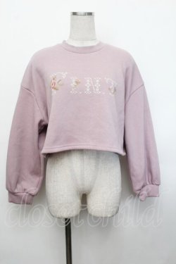 画像1: Fi.n.t / ローズクロスステッチロゴプリントスウェットプルオーバー F ラベンダー S-26-01-29-021-CA-TO-TE-ZS