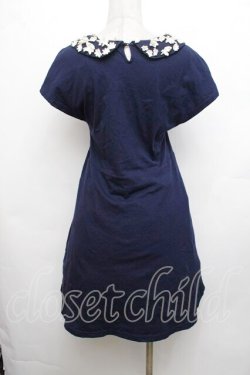 画像3: an another angelus / 花モチーフ襟ワンピース F ネイビー S-26-01-29-024-CA-OP-TE-ZS