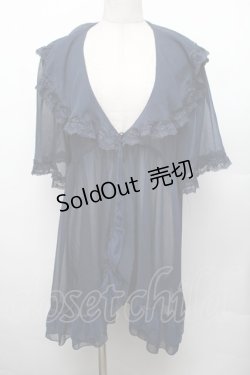 画像1: axes femme / レース×チュール楊柳ガウン F ネイビー S-26-01-29-027-AX-TO-TE-ZS