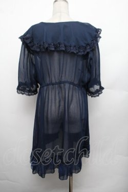 画像3: axes femme / レース×チュール楊柳ガウン F ネイビー S-26-01-29-027-AX-TO-TE-ZS