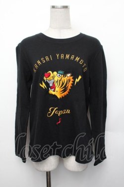 画像1: KANSAI YAMAMOTO / 刺繍ロンT  黒 S-26-01-29-030-PU-TO-HR-ZS