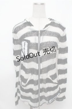 画像1: SEXY DYNAMITE LONDON / ボーダーメッシュパーカー  黒ｘ白 S-26-01-31-030-PU-TO-HR-ZS