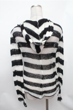 画像2: SEXY DYNAMITE LONDON / ボーダーメッシュパーカー  黒ｘ白 S-26-01-31-030-PU-TO-HR-ZS