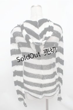 画像2: SEXY DYNAMITE LONDON / ボーダーメッシュパーカー  黒ｘ白 S-26-01-31-030-PU-TO-HR-ZS