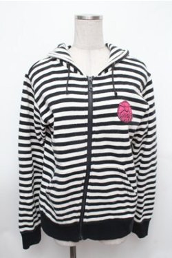 画像1: SUPER LOVERS / ボーダーパーカー  黒ｘ白 S-26-01-31-031-PU-TO-HR-ZS