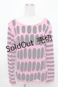 SEXY DYNAMITE LONDON / 袖ボーダーカットソー  黒ｘピンク S-26-01-31-033-PU-TO-HR-ZS