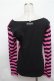 画像2: SEXY DYNAMITE LONDON / 袖ボーダーカットソー  黒ｘピンク S-26-01-31-033-PU-TO-HR-ZS (2)