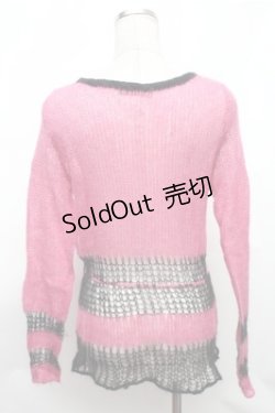 画像2: ALGONQUINS / バタフライプリントモヘアニット  黒ｘピンク S-26-01-31-037-AL-TO-HR-ZS