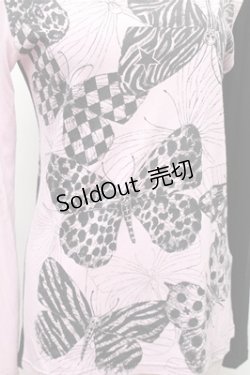 画像5: ALGONQUINS / バタフライプリントカットソー  ピンクｘ黒 S-26-01-31-038-AL-TO-HR-ZS