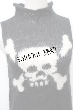 画像4: PEACE NOW / スカルノースリーブモヘアニット  黒ｘ白 S-26-01-31-039-PU-TO-HR-ZS