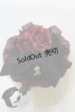 画像2: ALICE and the PIRATES / ギャザーシフォン丸型ヘッドドレス  黒ｘボルドー S-26-01-31-007-PA-AC-HR-ZS