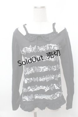 画像1: ALGONQUINS / 重ね着風プリントカットソー  黒 S-26-01-31-040-AL-TO-HR-ZS