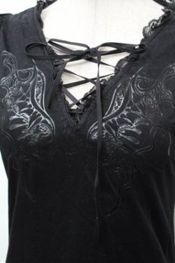 画像4: BPN / レースアップバタフライptカットソー  黒 S-26-01-31-041-GO-TO-HR-ZS