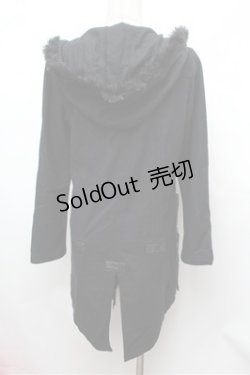 画像3: ALGONQUINS / ファーフードロングカーディガン  黒 S-26-01-31-042-AL-TO-HR-ZS