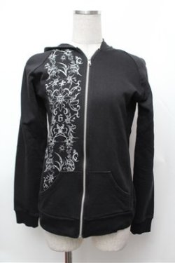 画像1: Sixh / プリントZIPパーカー  黒 S-26-01-31-043-HN-TO-HR-ZS