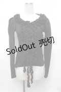 BPN / フリルニットセーター  黒 S-26-01-31-045-GO-TO-HR-ZS