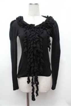 画像1: BPN / フリルニットセーター  黒 S-26-01-31-045-GO-TO-HR-ZS