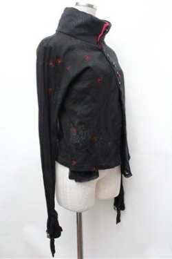 画像3: h.ANARCHY / 蜘蛛の巣プリントハイネックカーディガン  黒ｘ赤 S-26-01-31-046-HN-TO-HR-ZS