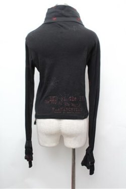 画像4: h.ANARCHY / 蜘蛛の巣プリントハイネックカーディガン  黒ｘ赤 S-26-01-31-046-HN-TO-HR-ZS