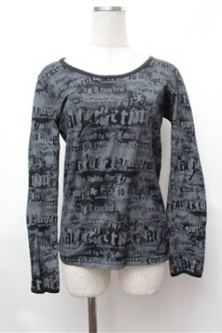 画像1: ALGONQUINS / 総柄カットソー  黒ｘグレー S-26-01-31-048-AL-TO-HR-ZS